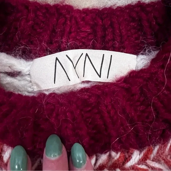 AYNI red cream orange crop stripe sweater xsmall - Picture 3 of 5